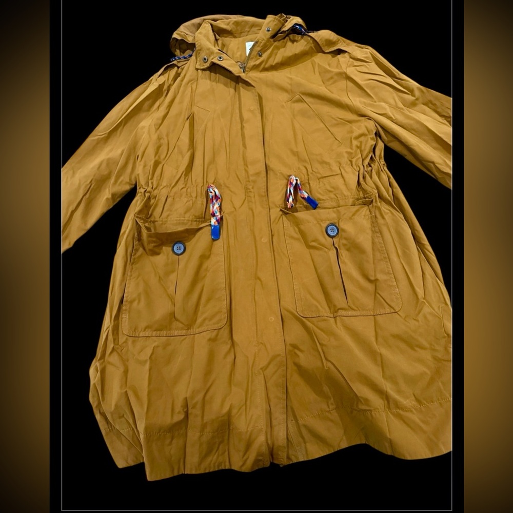 🧡 Cotton Blend Contrast Drawstring Hooded Jacket - Picture 10 of 11